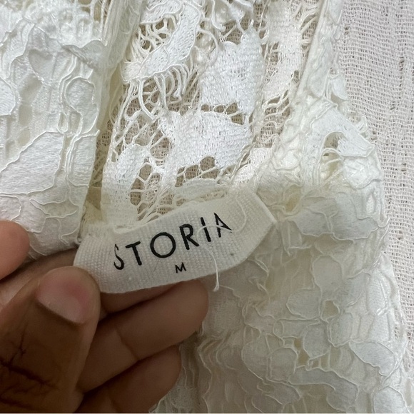 OFF-WHITE STORIA LACE OVERLAY HIGH NECK DRESS!! M Medium - Picture 7 of 11